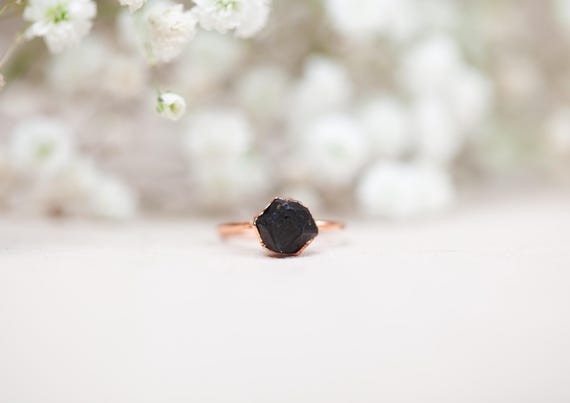 Natural Garnet Ring in Raw Copper - Size FR54 / US6.75 - Natural Stone Jewelry - Electroformed Copper Ring - Handmade Gift