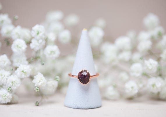 Raw garnet ring in copper - Size FR54 - natural stone ring - Symbolic jewelry - birthstone -