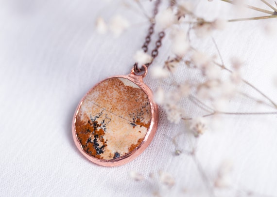 Landscape Jasper necklace in raw copper - Landscape Jasper pendant - Unique jewelry - gifts