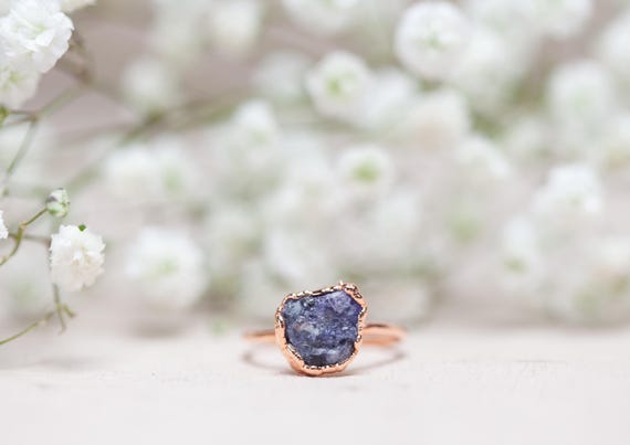 Raw Tanzanite ring in copper - Size FR 56 - natural stone ring - Unique gift - handmade jewelry