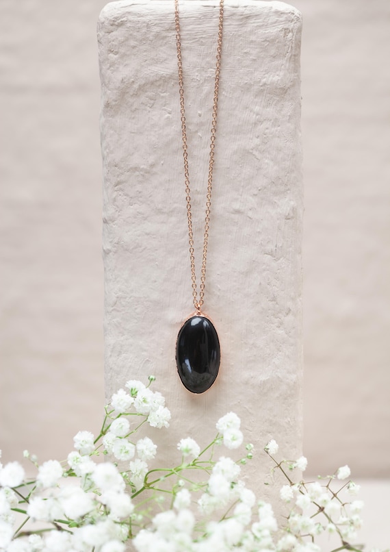 Raw Copper Obsidian Celestial Eye Necklace - Natural Celestial Eye Stone Pendant - Unique Gift -