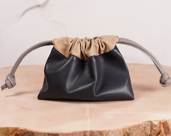 handmade leather clutch, modern pouch bag