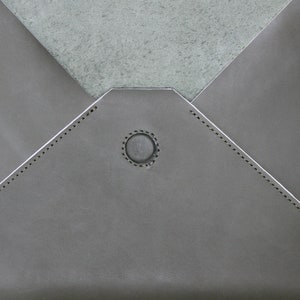 handmade leather laptop sleeve, envelope style notebook case, personalised laptop bag image 5