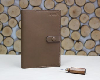 Handmade leather cover for notebook, leather writing case