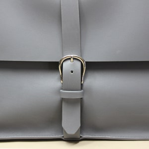 Handmade leather briefcase, practical work bag with notebook case, grey classic and modern briefcase image 5