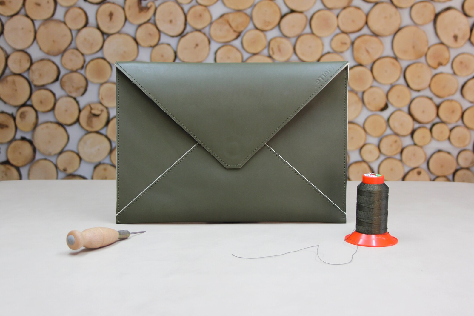 Handmade Leather Laptop Sleeve, Envelope Style Notebook Case