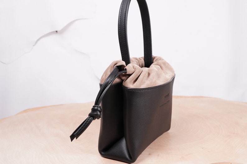 handmade leather clutch, modern leather bag image 2