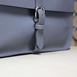 Handmade leather briefcase, practical work bag with notebook case, grey classic and modern briefcase image 8