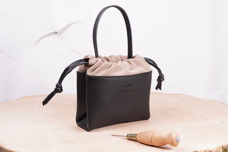 handmade leather clutch, modern leather bag image 1