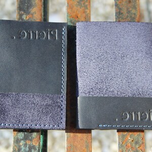 Handmade French calfskin wallet, timeless smooth leather and suede purse image 9