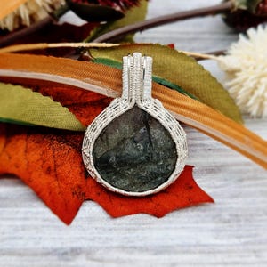 Purple Labradorite and Sterling Silver Pendant