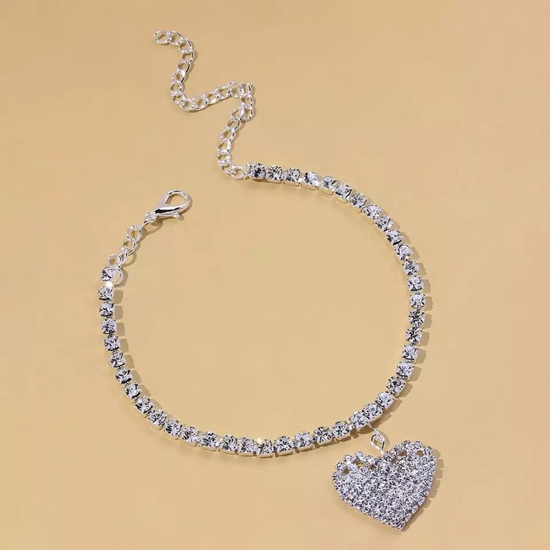 Heart-shaped Jewelry Women/'s Ankle Bracelet Beautiful Anklet Rock crystal Rhinestones
