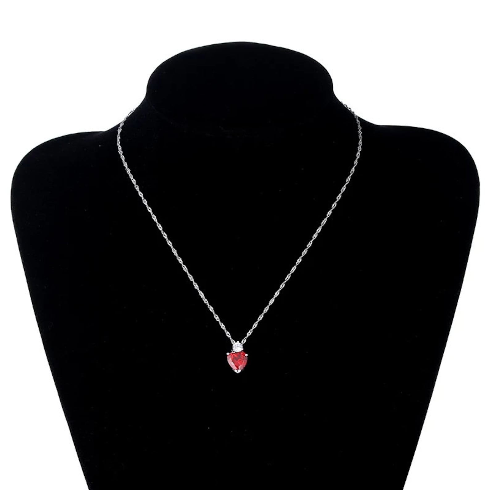 Ruby Heart Pendant 925 Sterling Silver Necklaceheartshaped Etsy