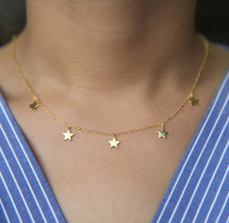 Canner Fashion Boho Women Choker Gold Silver Chain Star Pendants Short Necklaces For Women Party Jewelry Gift
