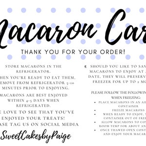 Macaron care card instructions