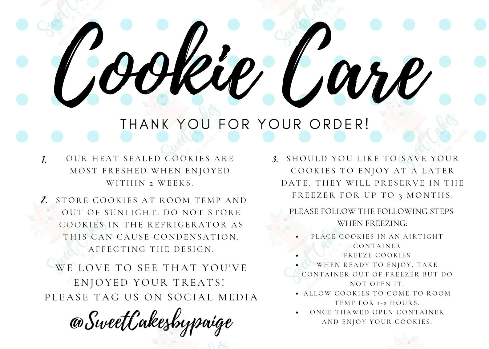 Cookie Care Cards Etsy