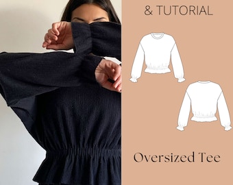 Elastic Waist Long Sleeve Top Sewing Pattern (PDF)