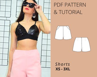 Straight Fit Shorts Sewing Pattern PDF with Pockets (XS-3XL)