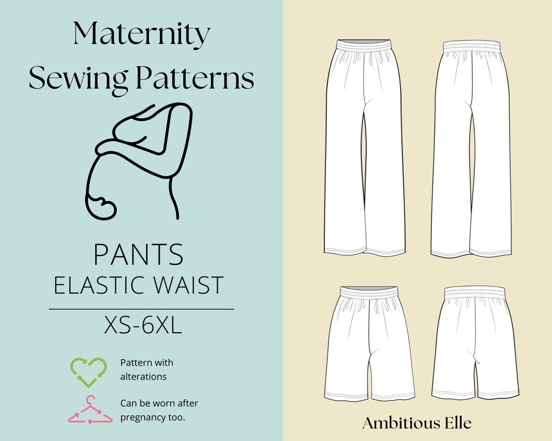 MATERNITY Sewing Pattern Wide Leg Trousers Pregnancy Pattern Elastic ...