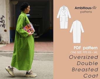 PATTERN Long Coat Women | Oversized Coat Pattern | Minimal Coat Pattern | Maxi Coat Pattern | Instant Download