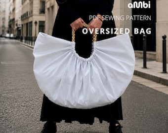 Riviera Tote Sewing Pattern PDF | Large Ruffle Bag | DIY Fabric Purse A4 A0 Projector