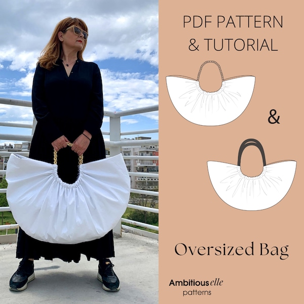 PDF Oversized Beach Bag Sewing Pattern | Big Shoulder Bag | Shopper Bag Pattern | Shoulder Chain Big Bag | Oversized Tote Bag Sewing Pattern