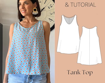 A line women tank top | Sewing Pattern | Woven Fabrics | Beginner friendly
