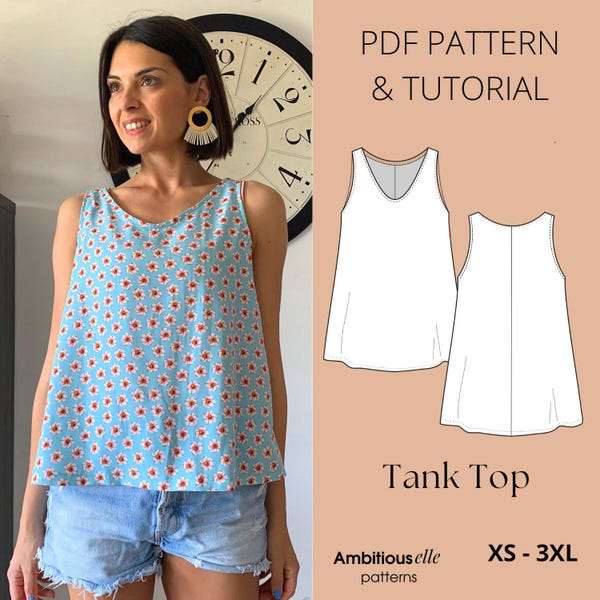 Ein Linien Frauen Tank Top | Schnittmuster | Webstoffe | Anfängerfreundlich