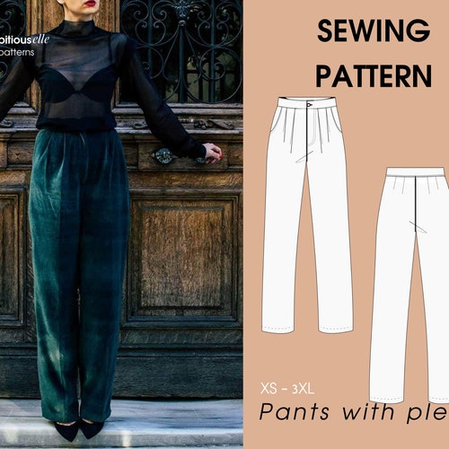 High Waist Wide Leg Trousers Pattern Palazzo Pants Pdf Women - Etsy