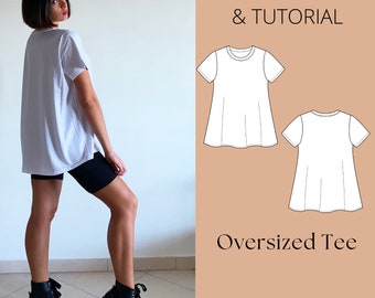 PDF Women T-shirt Sewing Pattern, Digital Relaxed Fit Tank Top Pattern, Loose Top Pattern, PDF Basic T-shirt Pattern, Round Neck Top Pattern