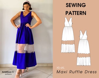 PATTERN | Ruffle Skirt Pattern | Wrap Dress Pattern | Long Summer Dress | XS - 3XL | Instant Download