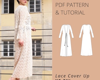 Patron de couture tunique en dentelle : maxi kimono (Patron PDF, TP-3TG)