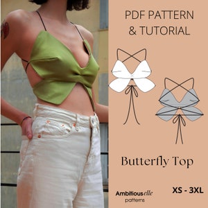 PDF Kya Top Digital SEWING Pattern Y2K Cutout Backless Crop Halter