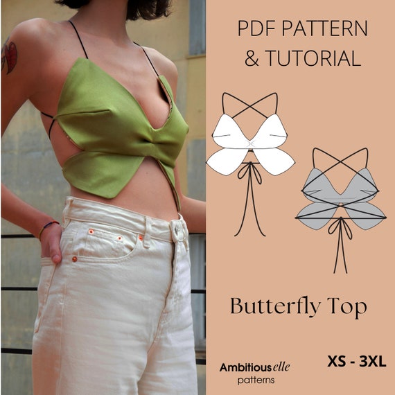 PDF Y2Κ Butterfly Bra Top Sewing Pattern, 2000s Crop Top Backless Lace-up  Y2k-inspired Butterfly Top Pattern, Butterfly Crop Top Pattern -  Canada