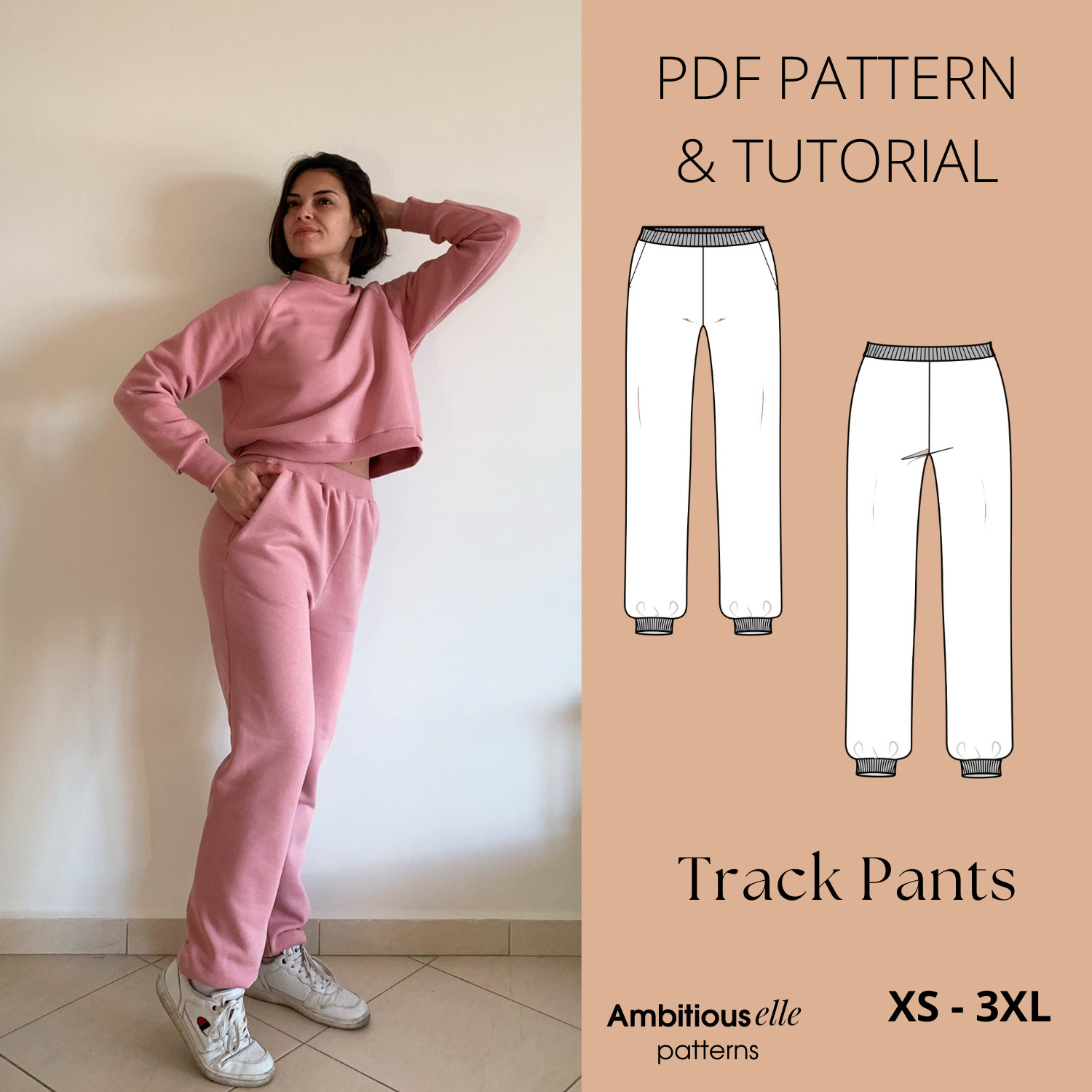 PDF Track Pants PDF Sewing Pattern, Jogging Bottoms Sweatpants