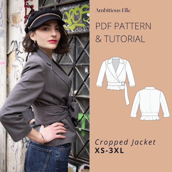 PDF Cropped Jacket Sewing Pattern | Cinched Waist | Cropped
