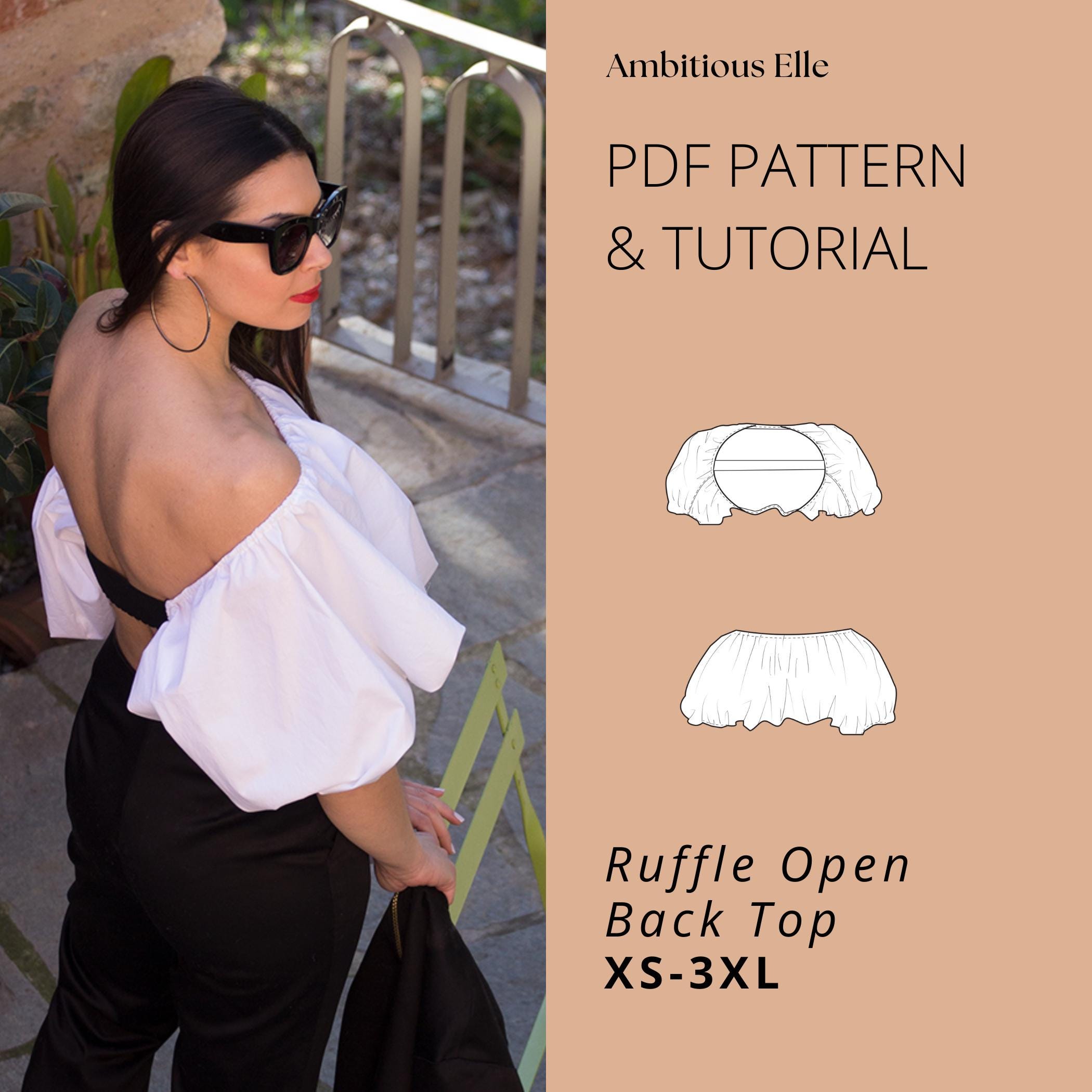 PDF Ruffle Crop Top Sewing Pattern for Women | Ruffle Top Pattern | Balloon Sleeve Top | Lantern Blouse | Off the shoulder top | Puffed Top