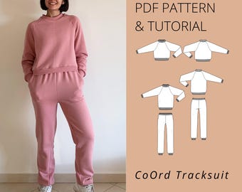 Sweatshirt Schnittmuster PDF: Frauen Crop & Regular Trainingsanzug Top (XS-3XL)