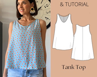 PDF Tank Top Sewing Pattern | Sleeveless A-line PDF Sewing Pattern | PDF Summer Top | Cami Top Sewing Pattern | Simple Summer Tank Pattern