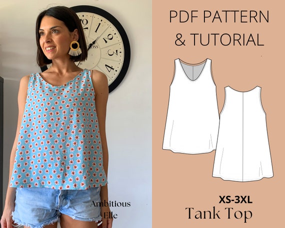 PATTERN Tank Top Sewing Pattern Sleeveless A Line PDF Sewing