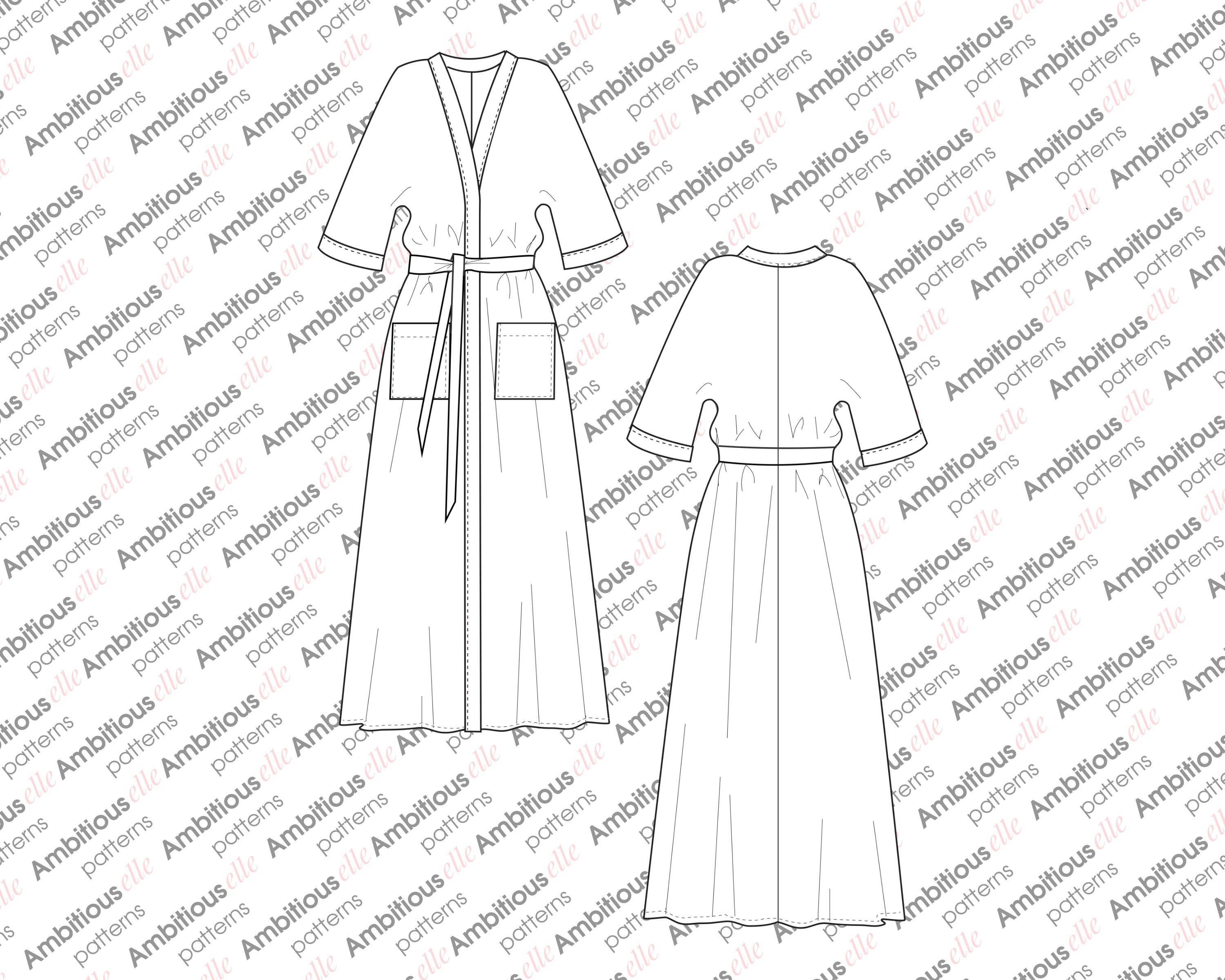 Robe Wrap Dress Sewing Pattern Maxi Loungewear for women Etsy