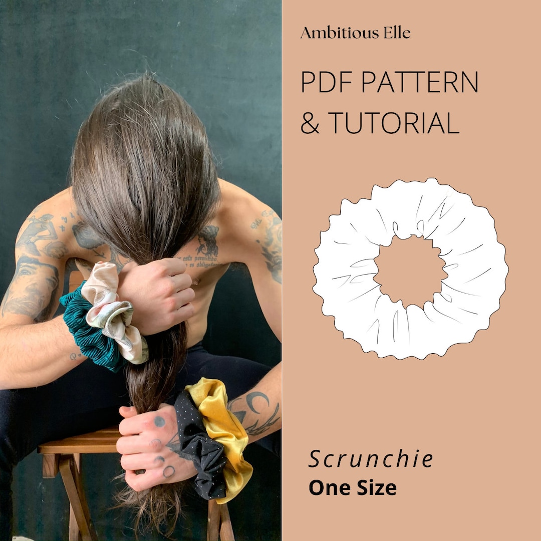 Ruffled Scrunchie Sewing Pattern: Beginner-friendly PDF (A4, US Letter ...
