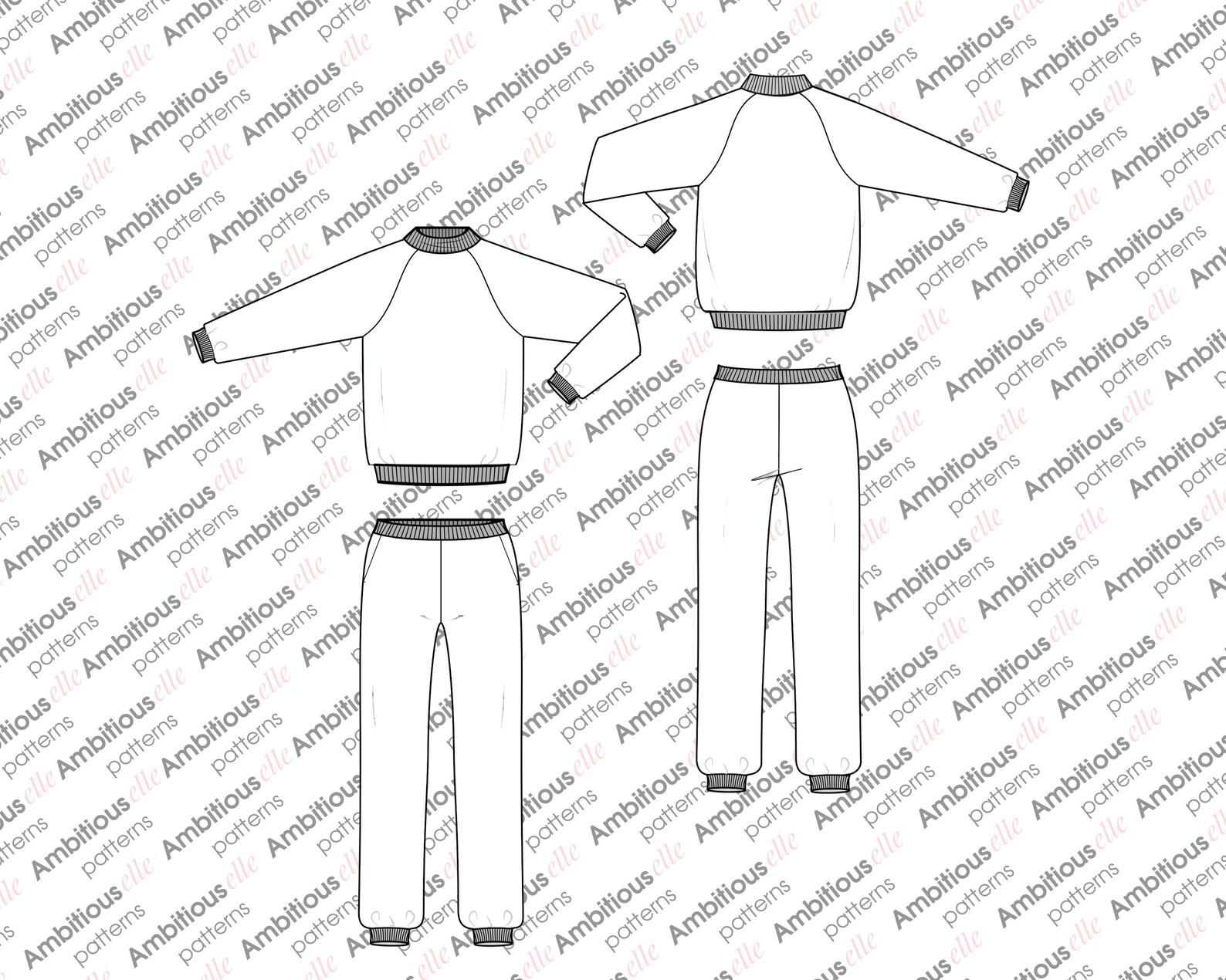 Tracksuit Set Sewing Patterns Sweater Top Sweatpants - Etsy UK