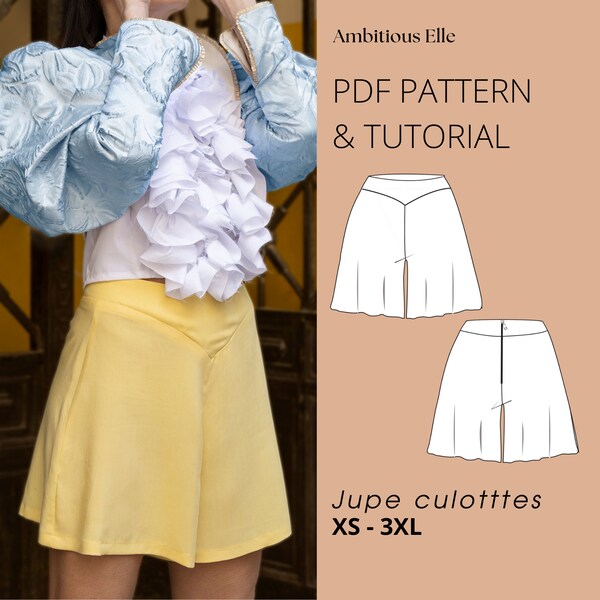 Bella Baxter jupe culottes | PDF Sewing Pattern | Skort sewing pattern | Poor Things costume | Wide leg shorts | Mini skirt sewing pattern