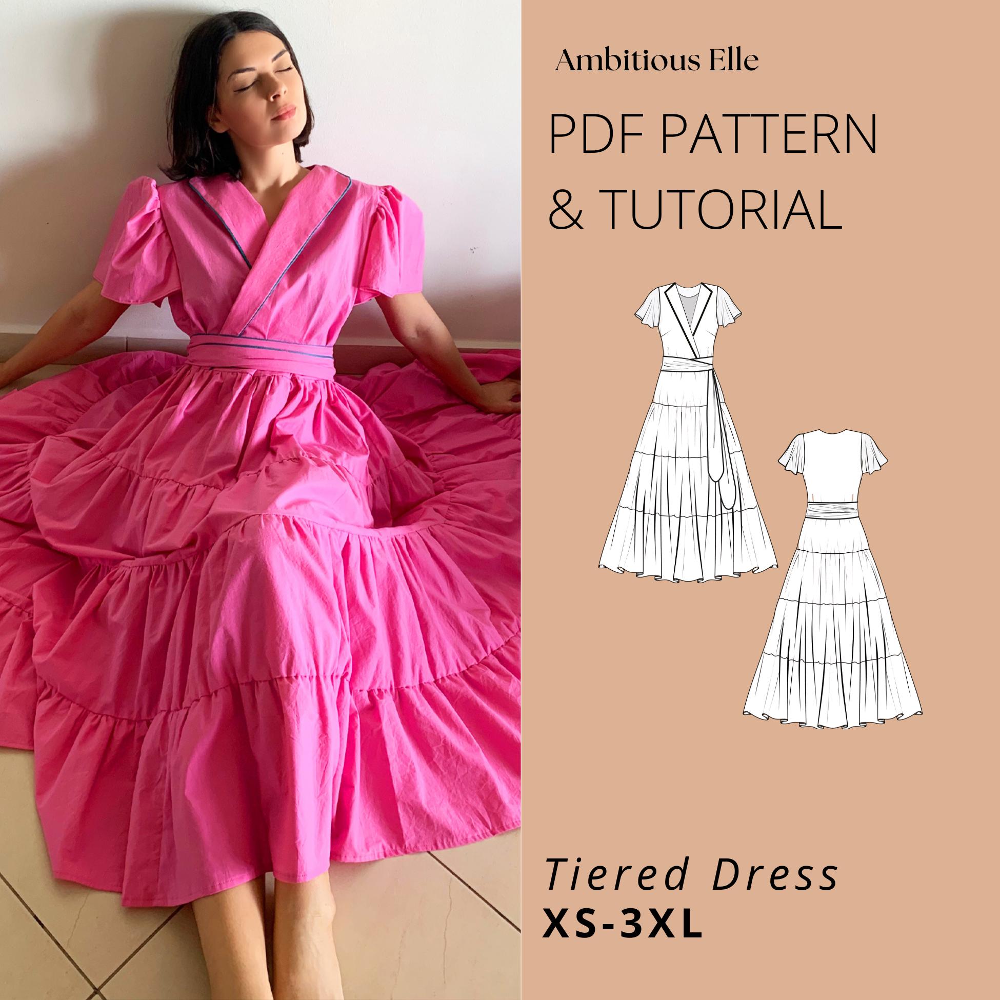 PDF Ruffle Dress Sewing Pattern: Boho Wrap Maxi Skirt (XS-3XL) (Digital Download)