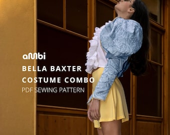 Bella Baxter Costume PDF Sewing Pattern: Victorian Bolero, Ruffle Shirt, Shorts (XS-3XL)