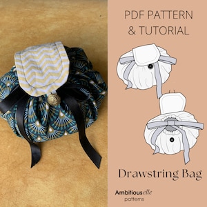 PDF Round Drawstring Make-Up Bag | PDF Toiletry Bag  Sewing Pattern | Sewing Patterns for Beginners | Ambitious Elle Patterns