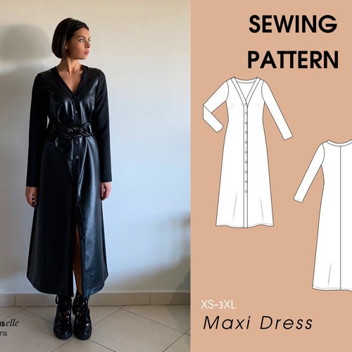 Princess Seam Long Dress PDF Sewing Pattern Sizes 4-16 EU | Etsy UK