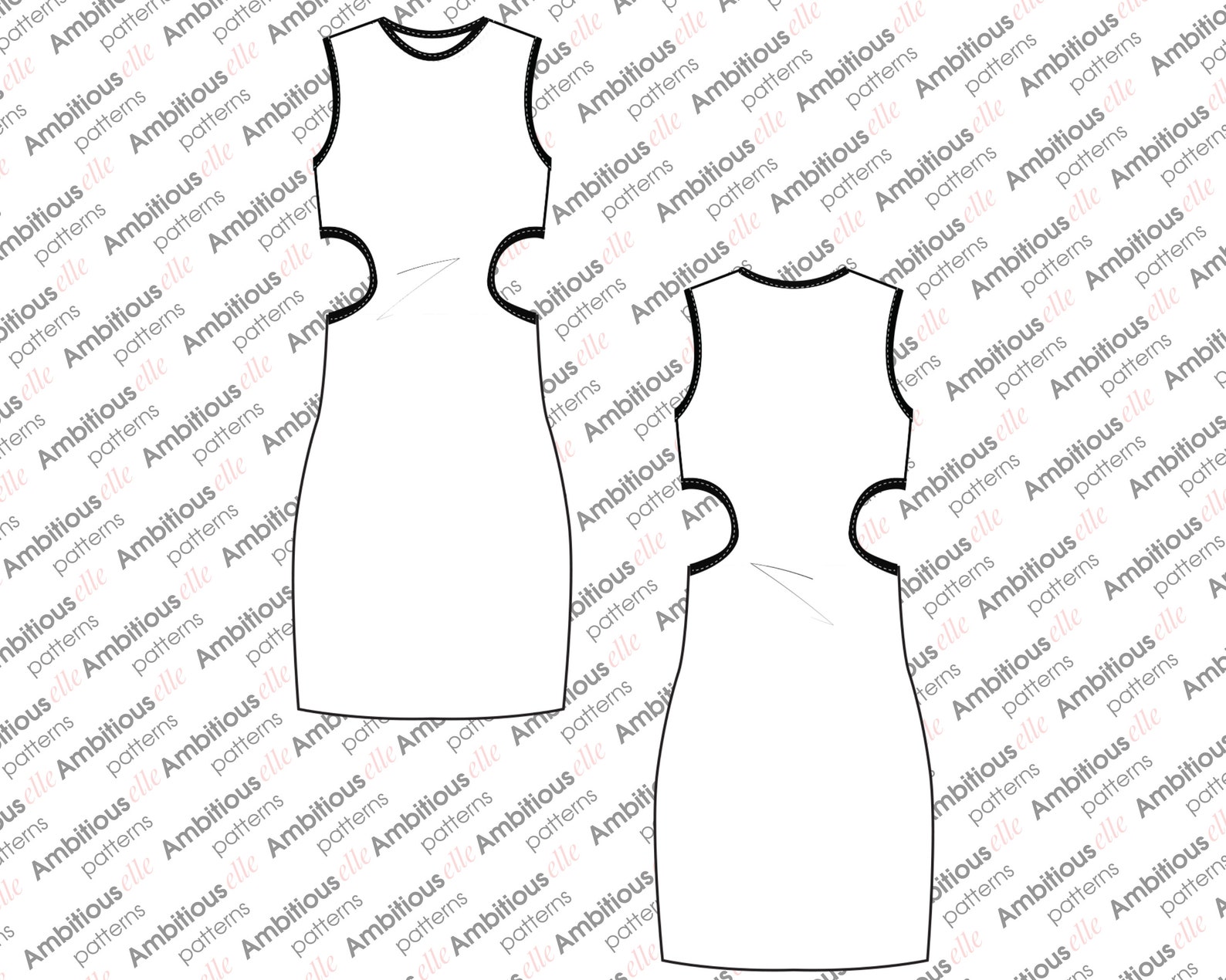 Mini Bodycon Dress Sewing Pattern Cut Out details Mini Etsy