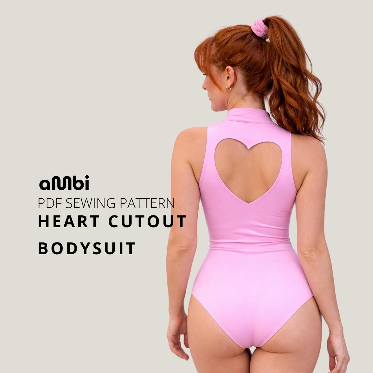 Cutout Bodysuit Sewing Pattern PDF XS-XL, Heart Neckline, Women
